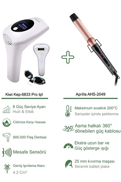 Kiwi Kep-6833 Pro Ipl Lazer Epilasyon +Aprilla Profosyonel Seramik Plaka 25 M...