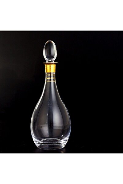 AbkaKristal Kapaklı Şişe - Ağız Cidar Altın