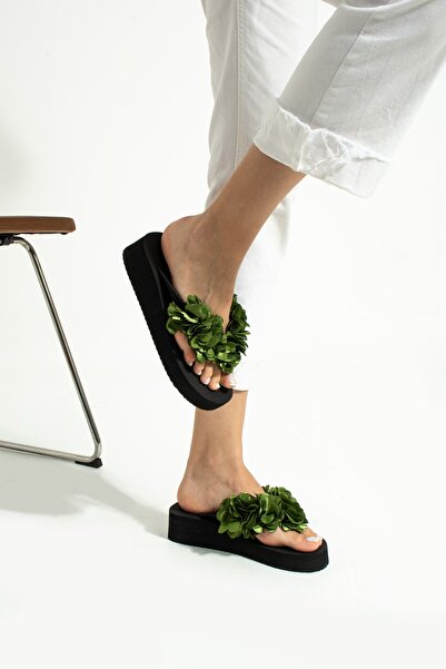 Bermody Flip-flops Luma Platform Green Flip Flops, papuci de plajă care nu ir...