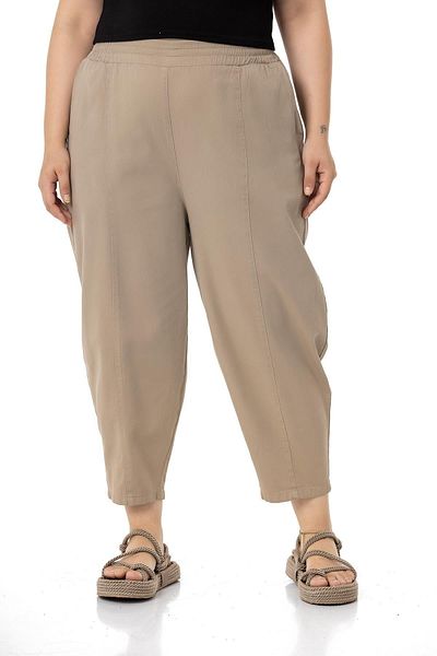 DISENTIS MODEST Plus Size Half Shalwar Elastic Waist Mink Trousers