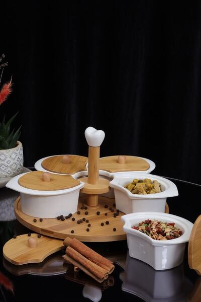 AROW Colin Bambu Kapaklı Baharatlık 5.li