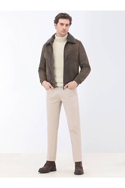 Kip Mink Regular Fit Baby Collar Smart Casual Sheepskin Leather Coat