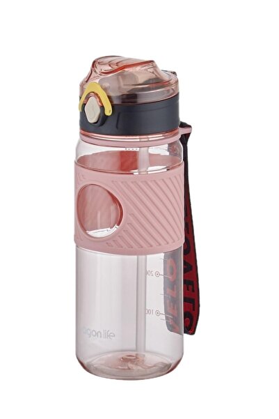 Ukkonline 600ml Non-Slip Silicone Body Water Bottle with Thick Tip Straw Sticker