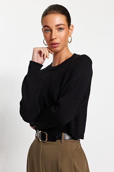 Trendyol Collection Pulover negru premium din fire / tricotaje din fire speciale TWOAW24KZ00137