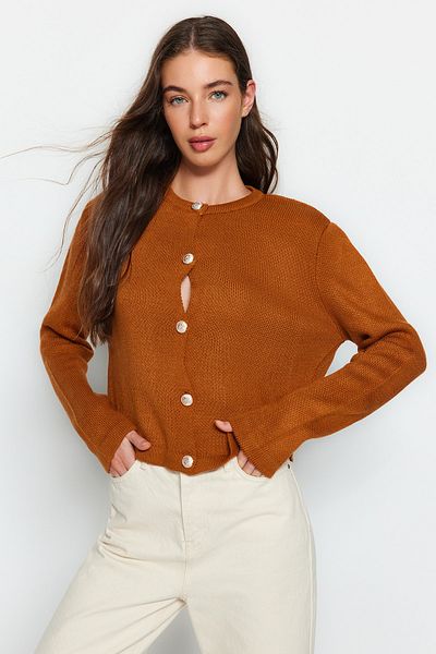 Trendyol Collection Narancssárga Basic kötöttáru kardigán TWOAW24HI00090