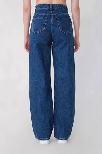 DRC trend Coolss, anii '90, albastru închis, lycra, pantaloni palazzo largi, cu talie super extra înaltă