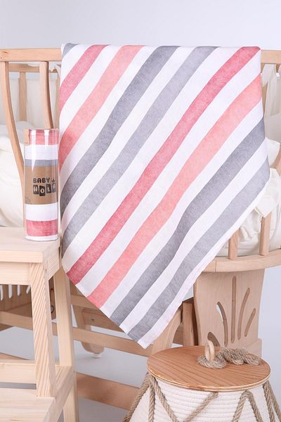 Babyhola Muslin Cover 80x80cm Line Pattern Organic Gift Breastfeeding Bottom Opening Newborn Stroller Cover