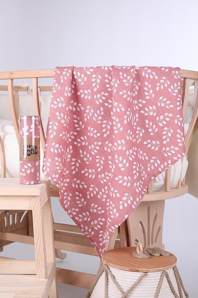 Babyhola Muslin Cover 80x80cm Leaf Pattern Organic Gift Breastfeeding Bottom Opening Newborn Stroller Cover