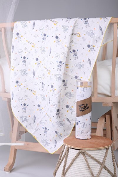 Babyhola غطاء موسلين 85x90 سم نمط رائد الفضاء هدية عضوية للرضاعة الطبيعية غطا...