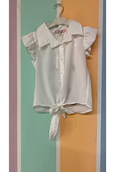 Papatya Baby Kids butik kız çocok önden bağlamalı arkası desenli gömlek