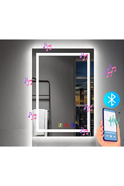 BUGUSAN 60x80(h) cm Bluetoothlu Buğu Çözücülü Dokunmatik Işıklı Kumlamalı Ban...