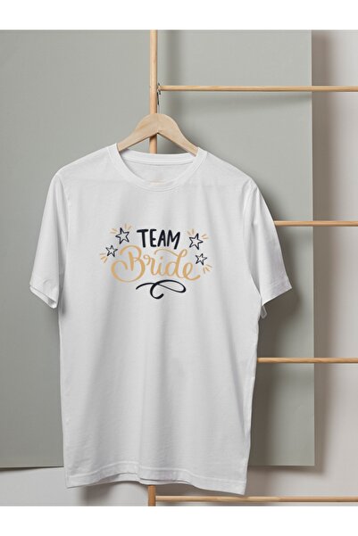 HOBİMOBİ Ženska majica sa zvezdanim tekstom "Team Bride"