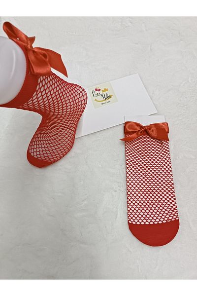 ESES BEBE red fishnet baby kids socks
