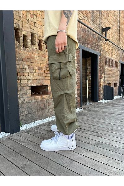 Gofeel Y2k Parachute Fabric - Παντελόνι Cargo με τσέπη και ελαστική μέση