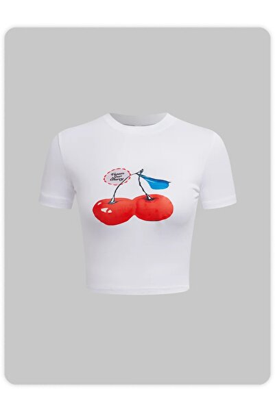 Jose Clothing بلوزة نسائية مطبوعة بأكمام قصيرة ومثبتة على الجسم