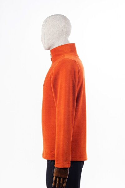 Huğlu Kiremit Rengi Yarım Fermuarlı Polar Sweatshirt