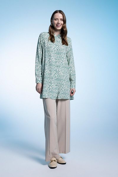 DeFacto Μακρυμάνικο πουκάμισο Leopard Print Tunic Z5833az23sp με κανονική εφαρμογή
