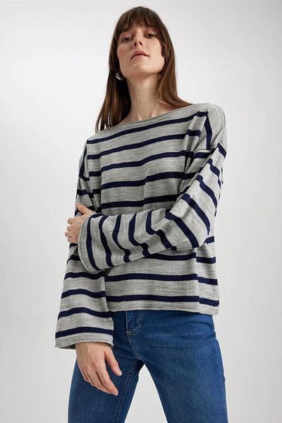 DeFacto Relax Fit Crew Neck Striped Sweater A7211ax23sm