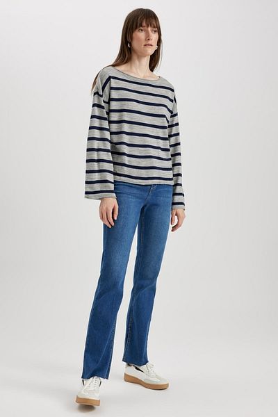 DeFacto Relax Fit Crew Neck Striped Sweater A7211ax23sm