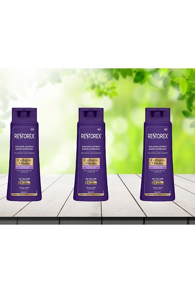 Restorex Plumping Collagen and Biotin Shampoo - 500 ML * 3 Volume Free for Hair