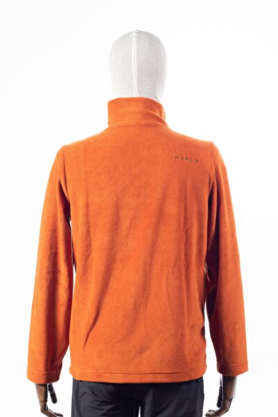 Huğlu Kartal Figürlü Fermuarlı Üç Cepli Kiremit Renk Polar Hırka