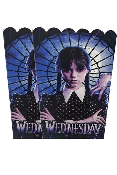 Parti dolabı 8-Piece Wednesday Themed Party Corn Box, Wednesday Party Supplies Popcorn