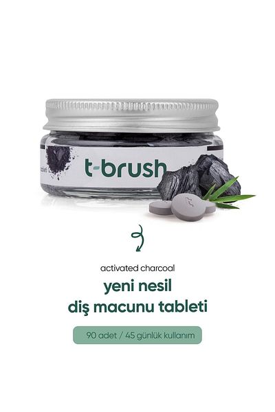 TBRUSH قرص معجون أسنان بالفحم المنشط - خالي من الفلورايد / Trk