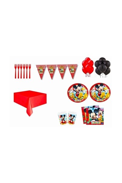 FOKUL Mickey Mouse 8 Kişilik Doğum Günü Parti Seti Mickey Mouse Parti Malzeme...