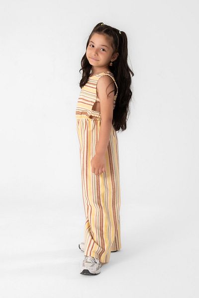 Hally & Son Girl's Striped Jumpsuit 100% Cotton