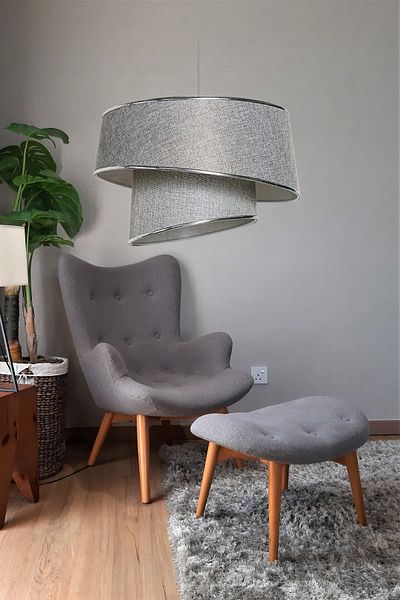 Art&Gift Acytmetric Cake - Gray Gray and Silver Striped Bedroom Living Room Pendant Lamp
