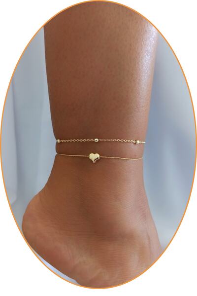 DENİZDENAL Kalpli Halhal 2li Set