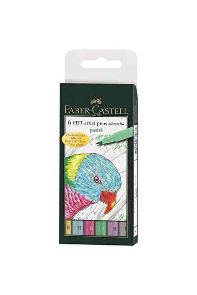 Faber Castell 6 Pitt Artist Pen Brush Tip Drawing Pen Pastel Colors167163