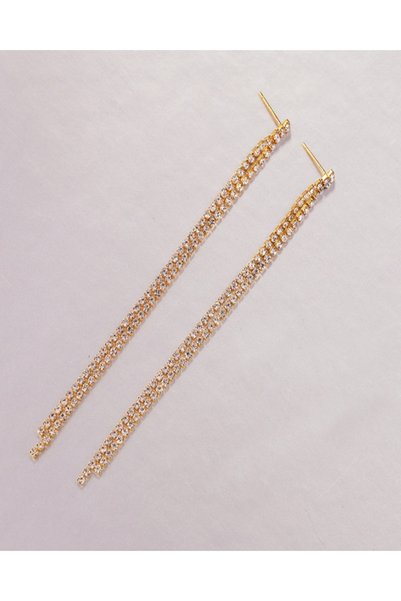 muptejewelry Elmas Işıltılı Su Yolu Desenli Sallantılı Abiye Küpe