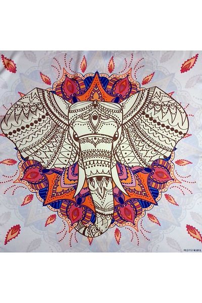 POZİTİF MRK Meditation Collection White Bandana Scarf with Elephant Detail