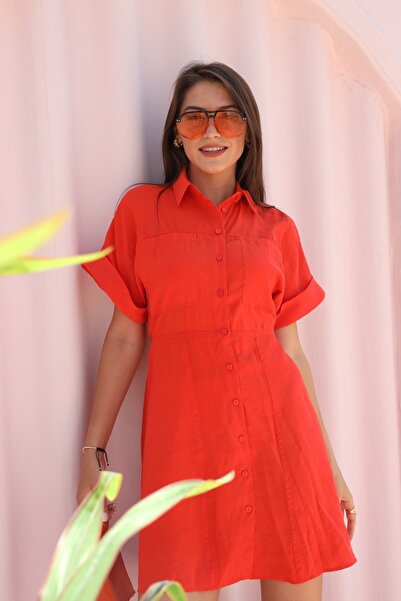 Laluvia Coral Modal Shirt Dress