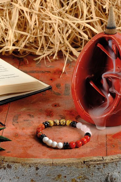 Ssilhoutte Doğaltaş Pisces Patterned Natural Stone Bracelet for Women and Men - Jasper, Coral, Moon Stone, Pink Quartz Certified