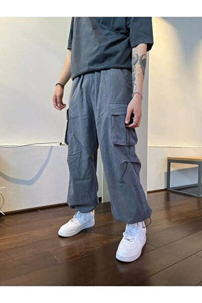 Gofeel Y2k Parachute Fabric - Παντελόνι Cargo με τσέπη και ελαστική μέση