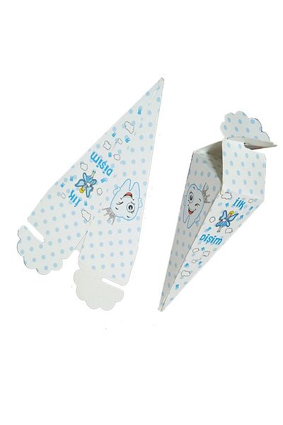 Doğumgünü Marketim Tooth Wheat Party My First Tooth Tooth Cone Candy Turkish Delight Cone 25 Pieces Blue
