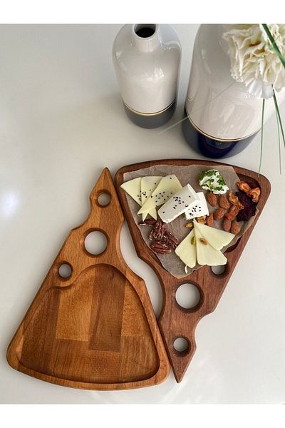 HBS Art Design Wooden Cheese Presentation Board Beech Tree