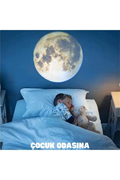 YENİTECH Dünya Ay Projeksiyon Lambası Mini Arka Plan Atmosfer Çocuklar Yatak Odası Şarjlı Projektör
