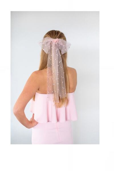 bba new trend PINK, PEARL FABRIC, BOW WITH PEARLS BRIDAL SHEET BRIDAL SHEET W...