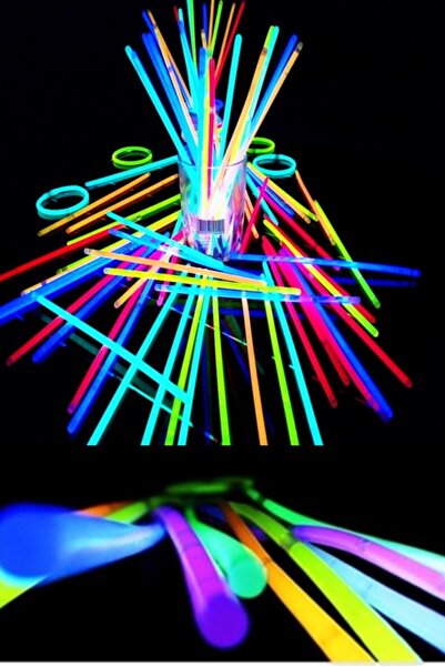 HelloMinies Parti Işıklı 50 Adet Forforlu Doğal Neonlu Fosforlu Çubuk Glow Parti Konser Bileklik Aydınlatma