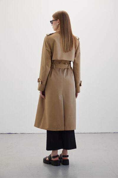 Manuka Kruvaze Klasik Trençkot Camel