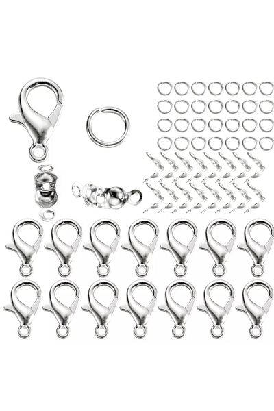Ayenci 25 Sets Silver Color Knot Closure Parrot Clip Set Jewelry Ring Necklace Bracelet Clip