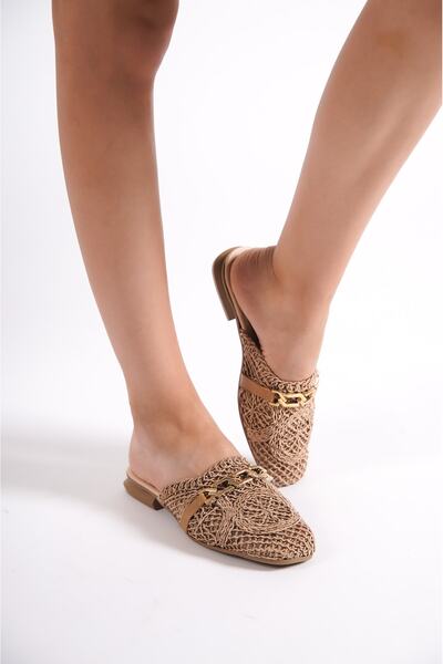 BAKGİY Γυναικείες παντόφλες με κλειστή μπροστινή αγκράφα με δαντέλα BG1080-122-0001