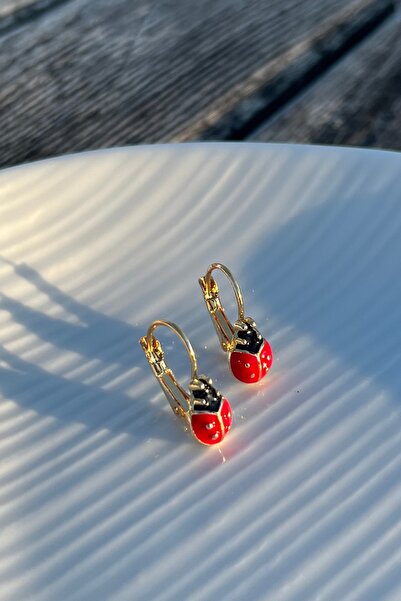 Floriaco Uğur Böcekli Küpe Kadın Genç Çocuk Küpe Kırmızı Uğur Böceği Küpe Hediye Küpe