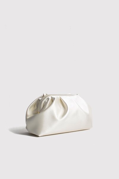 Berlesi Cream Women's Satin Clutch Evening Dress Bag