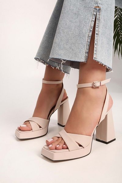 Shoeberry Dámské boty Alisa Ten Satin Platform na podpatku
