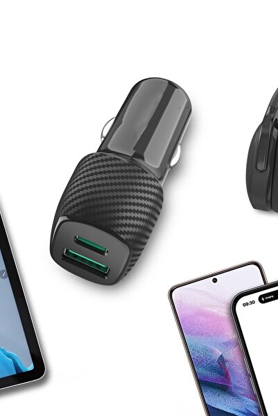 Soillium Universal Type-c Ve Usb Girişli Araç Metal Çakmaklık Şarj Aleti Araba Şarz Cihazı Soketi