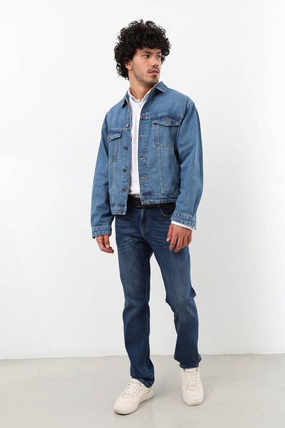 BANNY JEANS Мъжко дънково яке със закопчаване, синьо